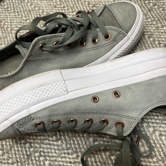 Converse CTAS Clean Lift OX Dark Stucco sage & gold Leather women size 8 - Picture 10 of 10